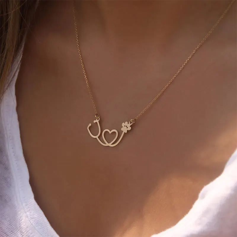 گردنبند حروف طلا 18عیار طرح گوشی دامپزشکی