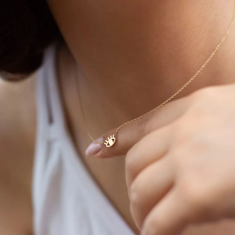 گردنبند طلا 18عیار طرح چشم و مژه