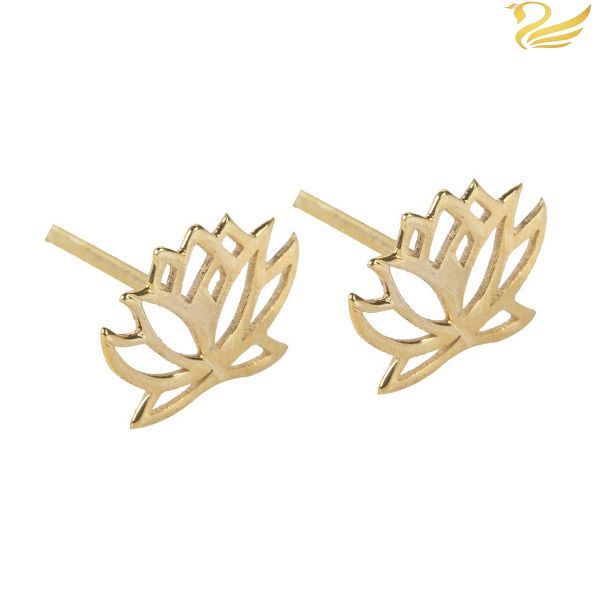 گوشواره طلا 18عیار طرح گل نیلوفر