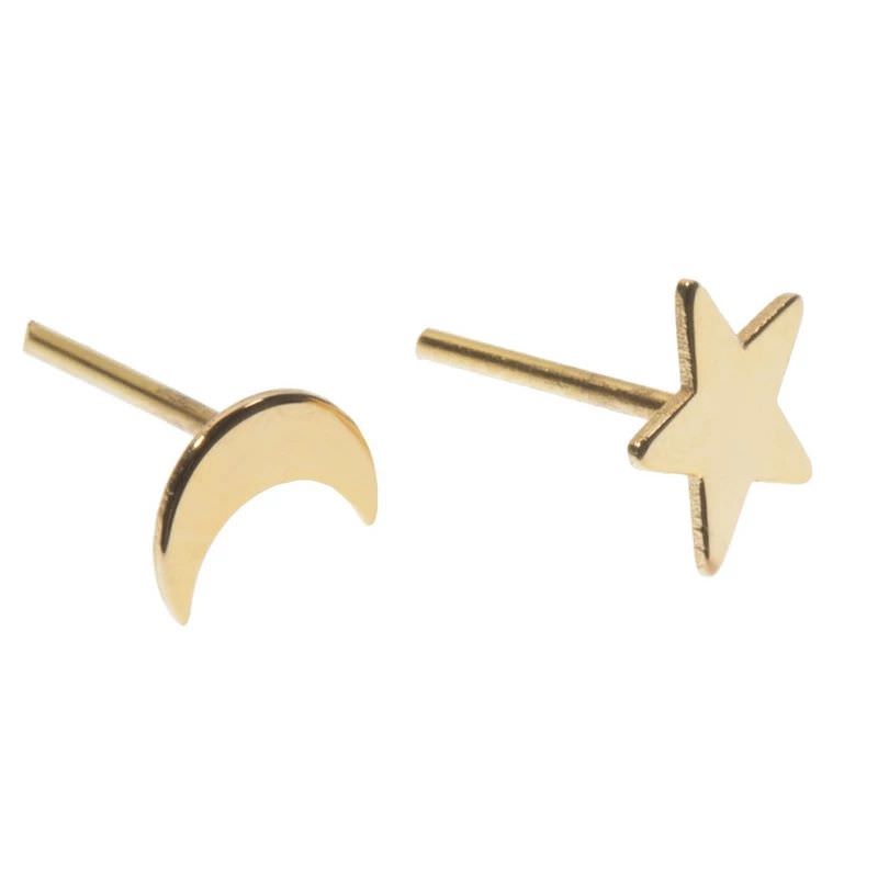 گوشواره طلا 18عیار زنانه گالری طرح ماه و ستاره