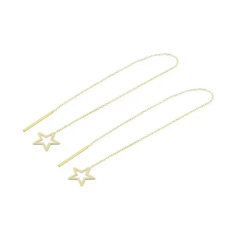 گوشواره بخیه ای طلا 18عیار طرح بخیه ای ستاره خالی