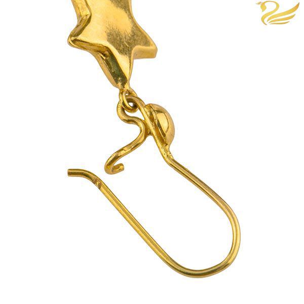 گوشواره طلا 18عیار آویز ستاره ریخته