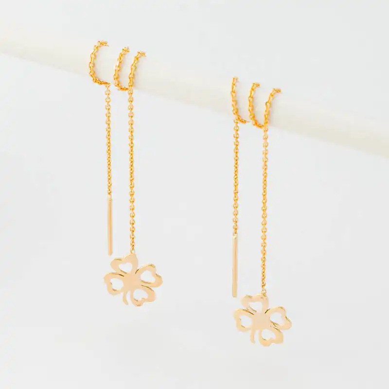 گوشواره طلا 18عیار بخیه ای شبدر