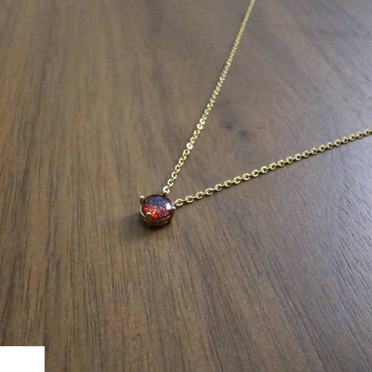 گردنبند طلا 18 عیار زنانه شمیم گلد گالری مدل مینیمال طرح یاقوت قرمز