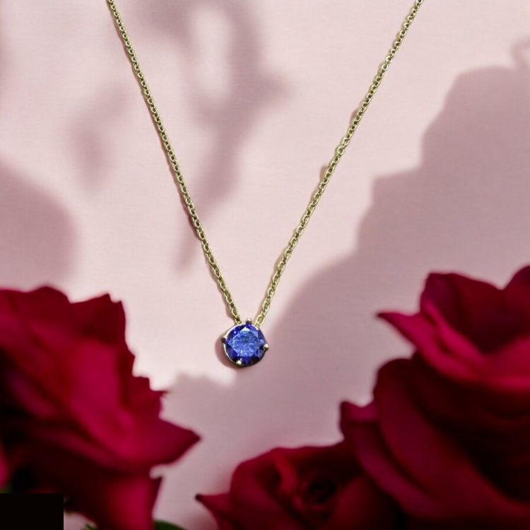 گردنبند طلا 18 عیار زنانه شمیم گلد گالری مدل مینیمال طرح یاقوت کبود