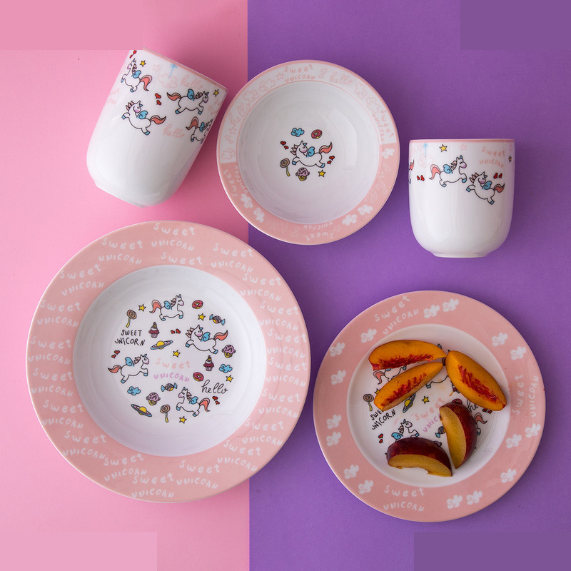 سرویس غذاخوری 5 پارچه کودک چینی زرین ایران مدل لیتل پونی درجه یک