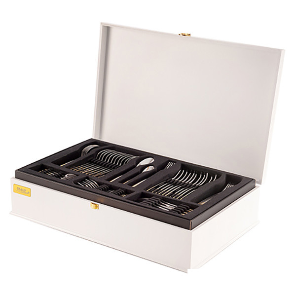 سرویس قاشق و چنگال 86 پارچه ناب استیل مدل فلورانس ساده