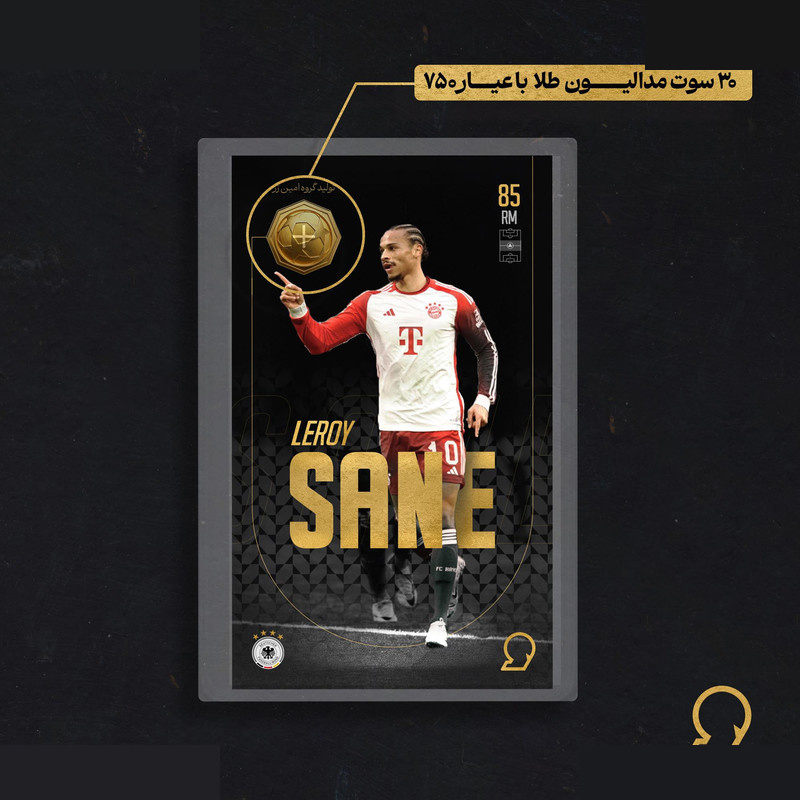 طلا گرمی 18 عیار مدوپد مدل SANE طرح فوتبالی 2025 کد SO10107