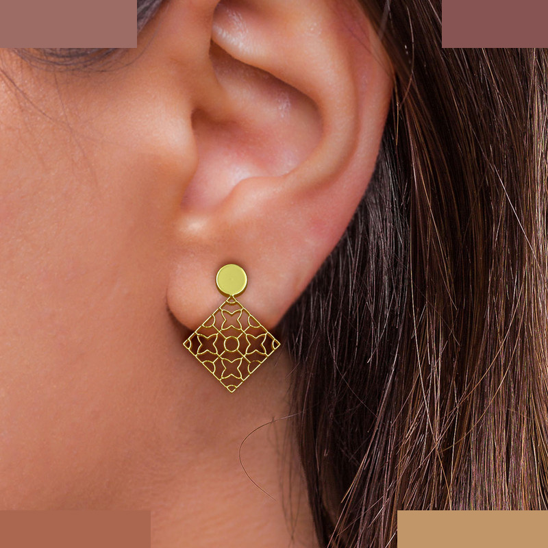 نیم ست طلا 18 عیار زنانه مدوپد مدل لوزی کد NA10487