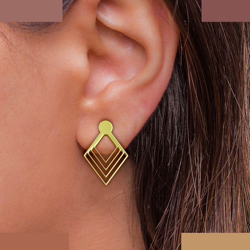 نیم ست طلا 18 عیار زنانه مدوپد مدل لوزی کد NA10576