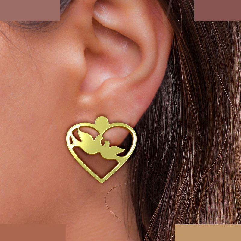 نیم ست طلا 18 عیار زنانه مدوپد مدل قلب و پرنده کد NA11048