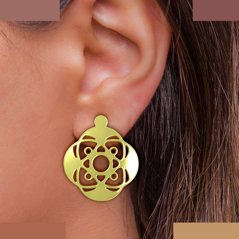 نیم ست طلا 18 عیار زنانه مدوپد مدل هندسی کد NA11342