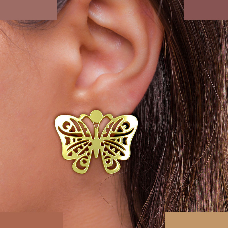 نیم ست طلا 18 عیار زنانه مدوپد مدل پروانه کد NA11356