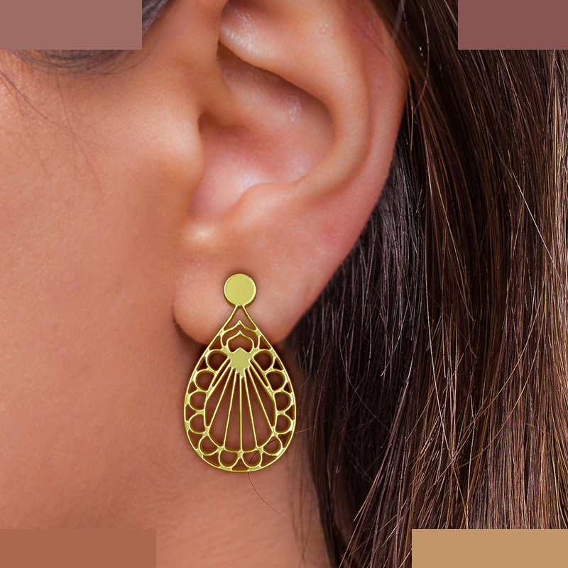 نیم ست طلا 18 عیار زنانه مدوپد مدل هندسی کد NA11359