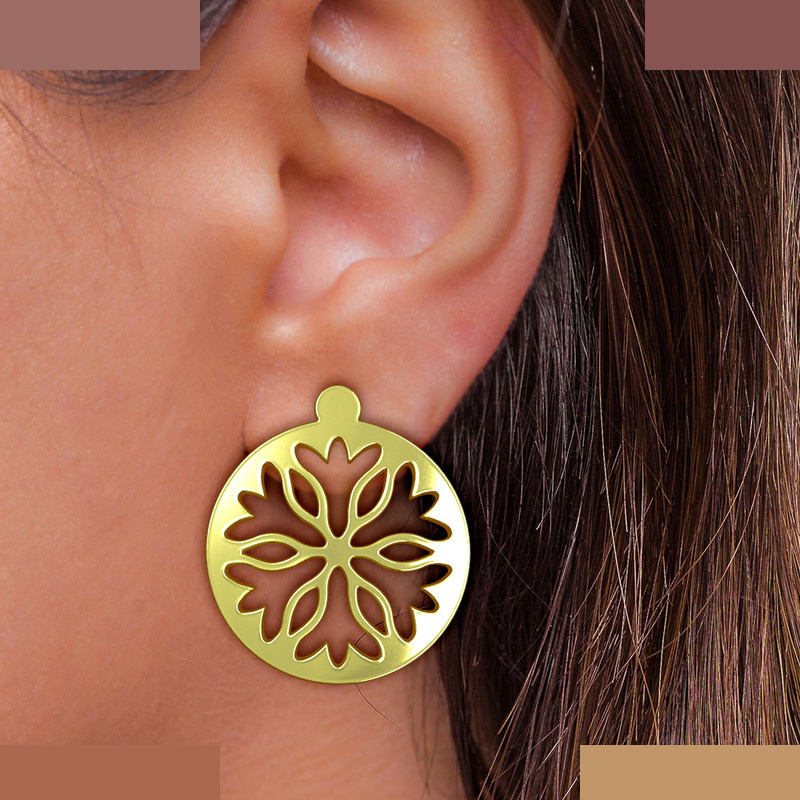 نیم ست طلا 18 عیار زنانه مدوپد مدل هندسی کد NA11385