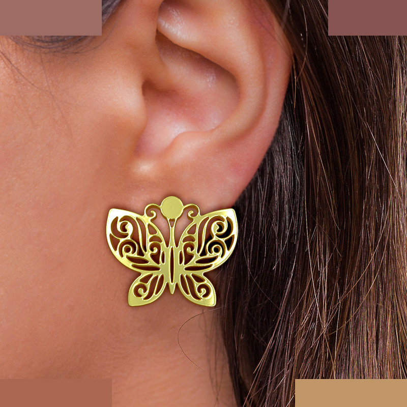 نیم ست طلا 18 عیار زنانه مدوپد مدل پروانه کد NA11420