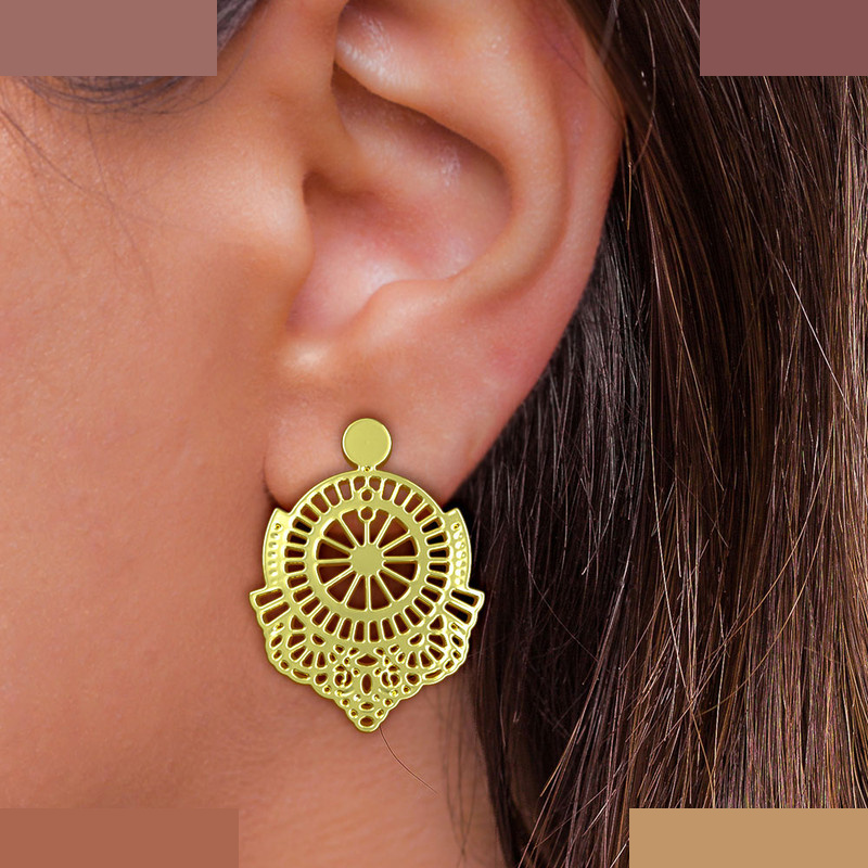 نیم ست طلا 18 عیار زنانه مدوپد مدل هندسی کد NA11451