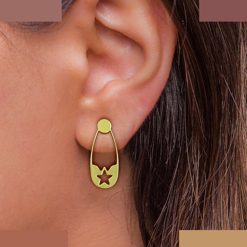 نیم ست طلا 18 عیار زنانه مدوپد مدل سنجاق ستاره کد NA11517