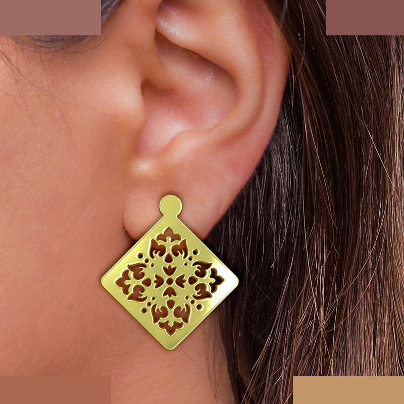 نیم ست طلا 18 عیار زنانه مدوپد مدل لوزی کد NA11523