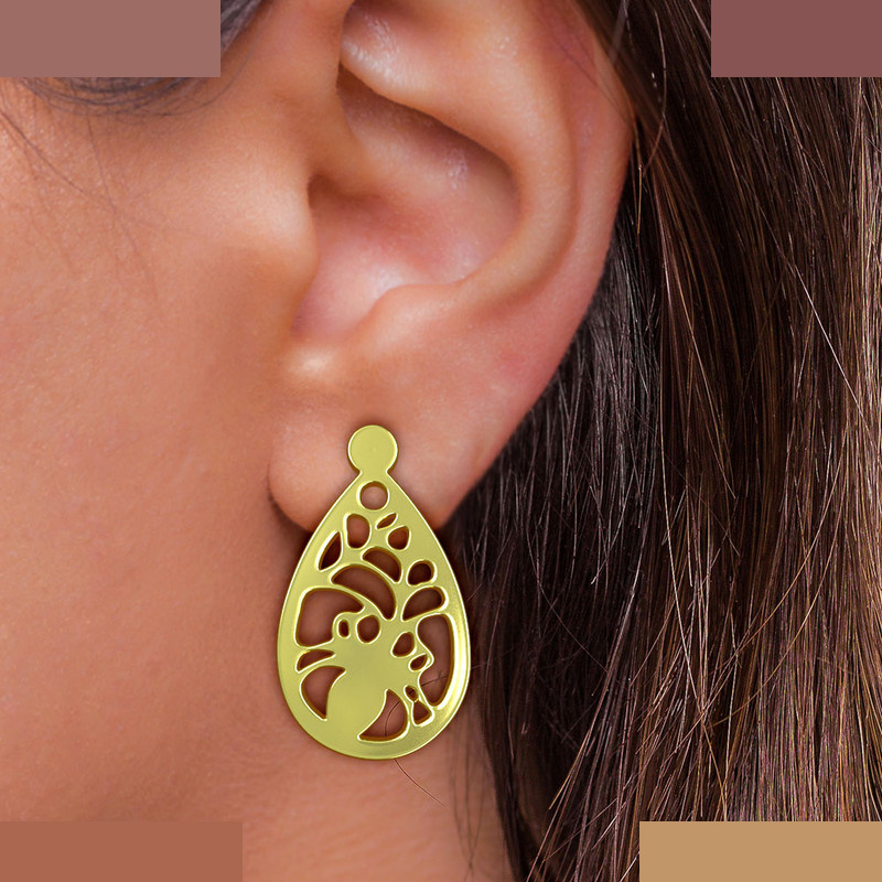 نیم ست طلا 18 عیار زنانه مدوپد مدل هندسی کد NA11573