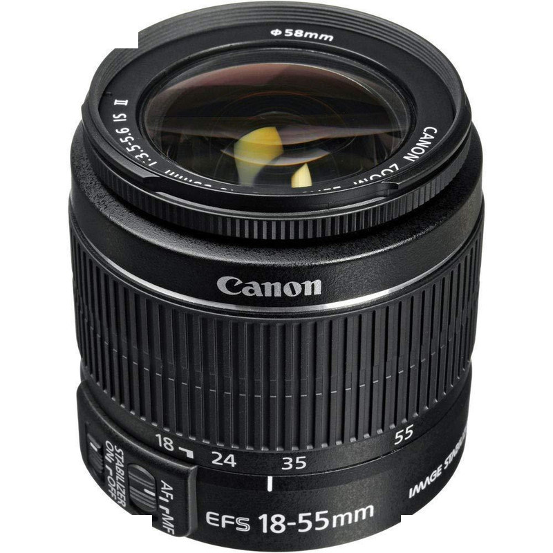 لنز دوربین کانن مدل  لنز کانن EF-S 18-55mm f/3.5-5.6 III به همراه فیلتر یو وی 58 کانن و درب 58 کانن