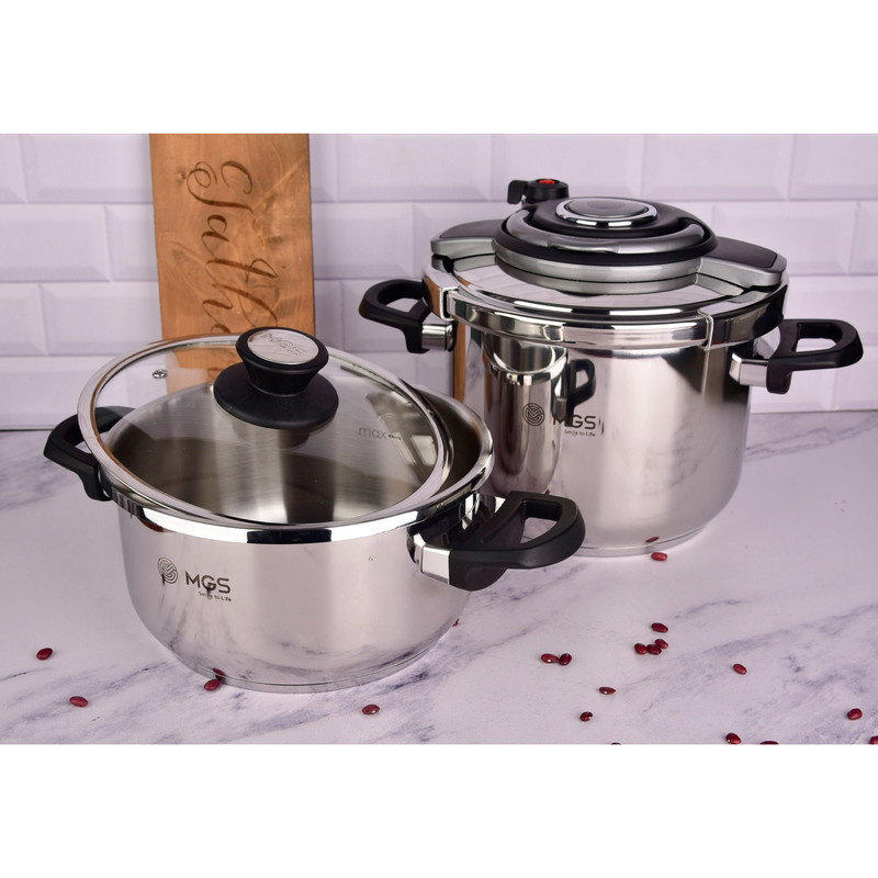 زود پز دوقلو ام جی اس کد 20 گنجایش 6 و 4 لیتر زود پز دوقلو ام جی اس کد 20 گنجایش 6 و 4 لیتر