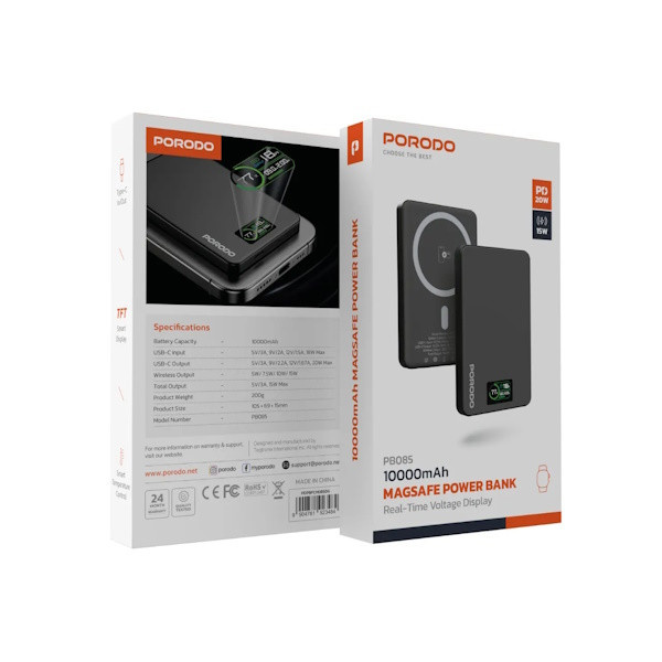 پاوربانک پرودو مدل PBFCH085 ظرفیت 10000 میلی آمپر ساعت