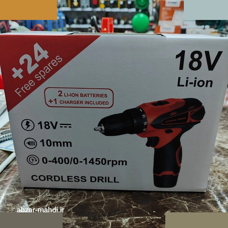 پیچ گوشتی چکشی شارژی ژنرال پاور کد AJ-STCD-18