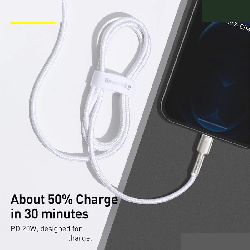 کابل تبدیل USB-C به لایتنینگ بیسوس مدل CATLJK-A02 Zinc Alloy PD20W طول 1 متر