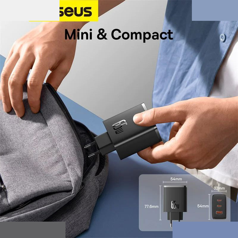 شارژر دیواری 65 وات بیسوس مدل Cube Pro 65W