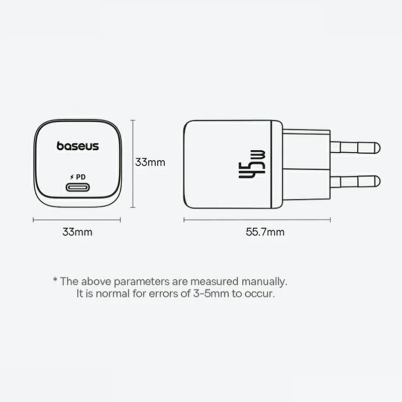 شارژر دیواری 45 وات بیسوس مدل PicoGo 45W