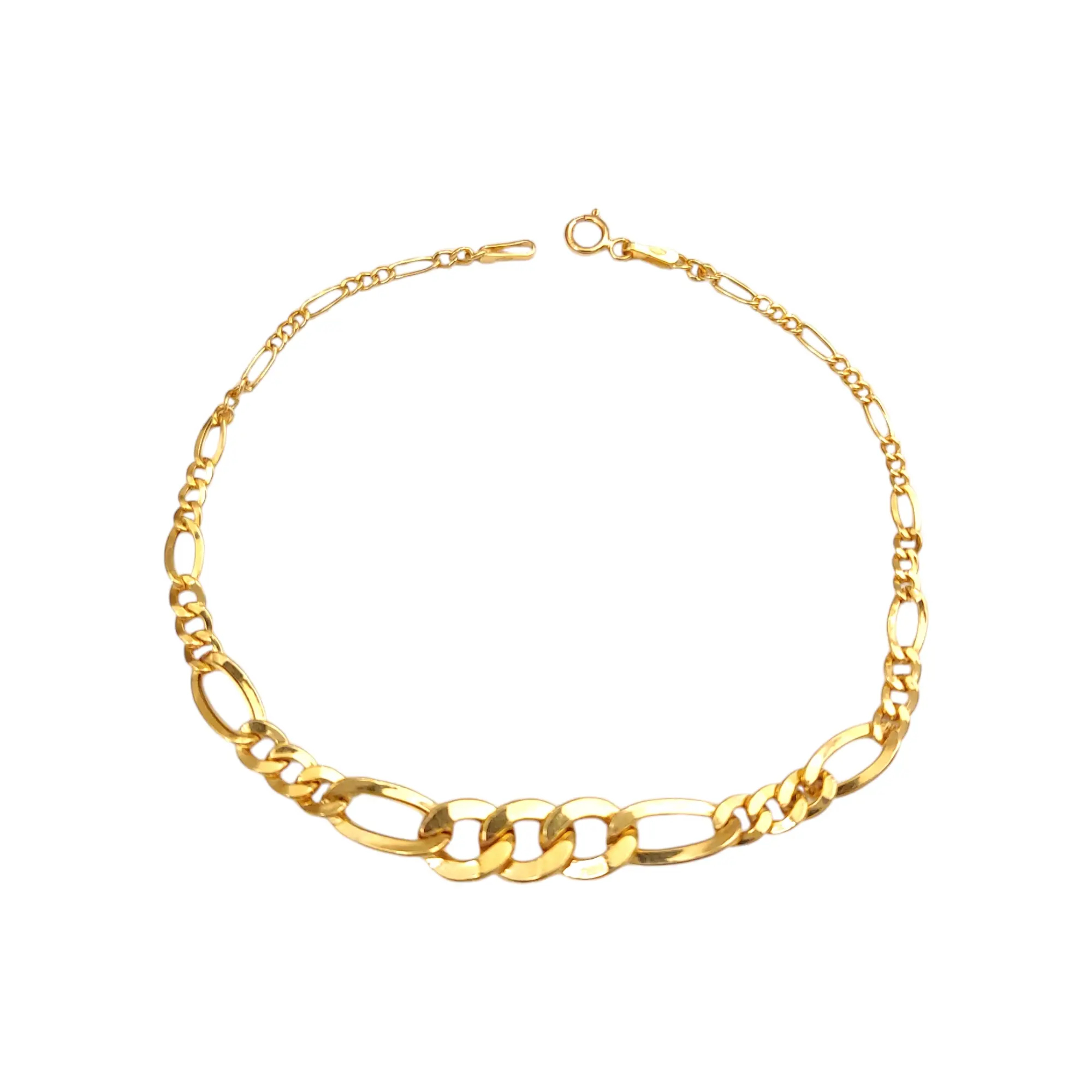 نیم ست طلا 18 عیار زنانه فیگارو کونیک گردنبند سایز 45 دستبند سایز 18 کد 536