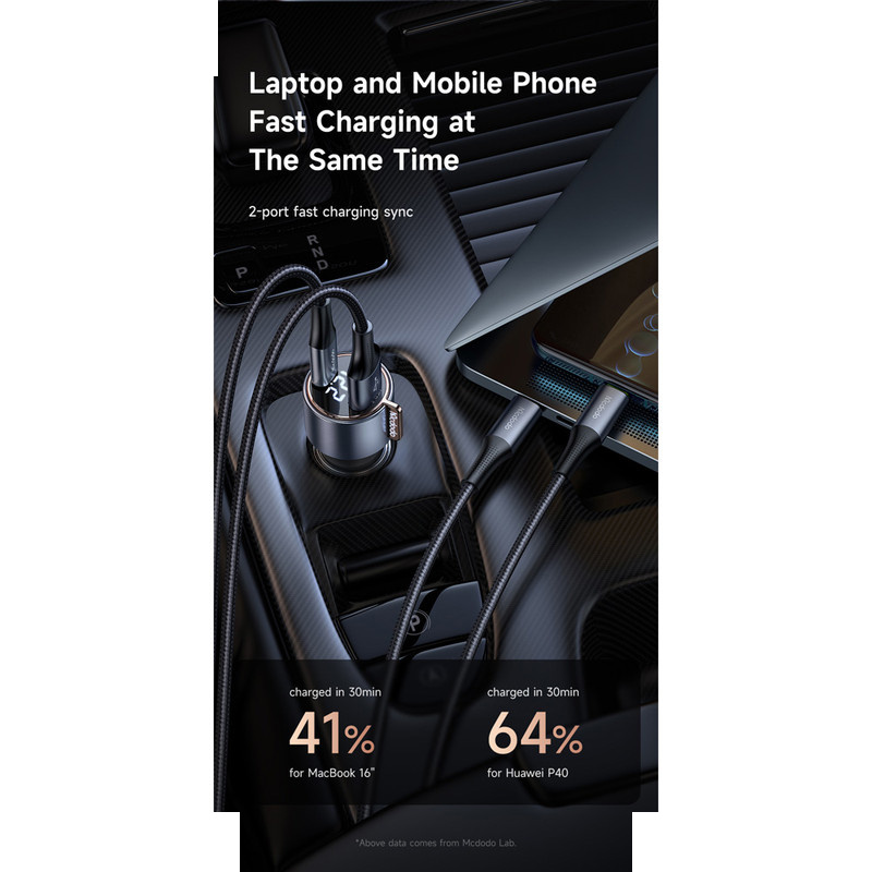 شارژر فندکی 75وات دو پورت مک دودو مدل CC-3690 شارژر فندکی 75وات دو پورت مک دودو مدل CC-3690