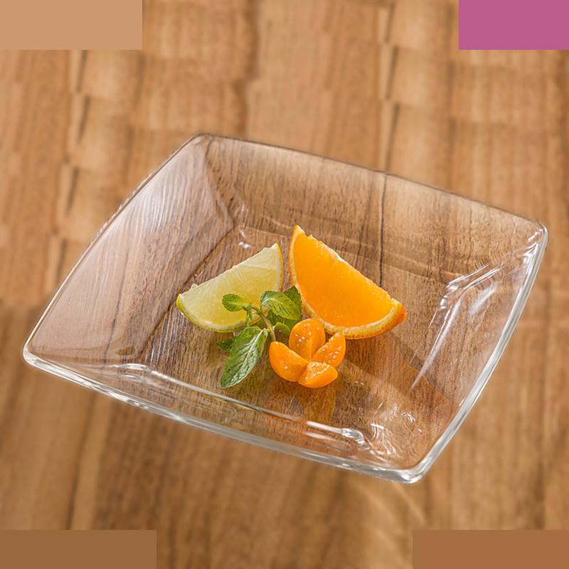 پیش دستی لیمون مدل مربع شیشه ای مجموعه 6 عددی