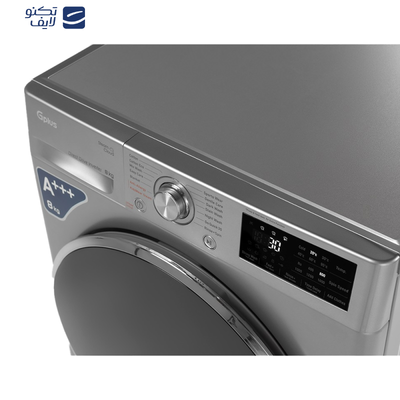 ماشین لباسشویی اتوماتیک جی پلاس مدل GWM-P88S ظرفیت 8 کیلوگرم
