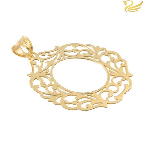 پلاک طلا 18 عیار زنانه طرح اسلیمی قاب