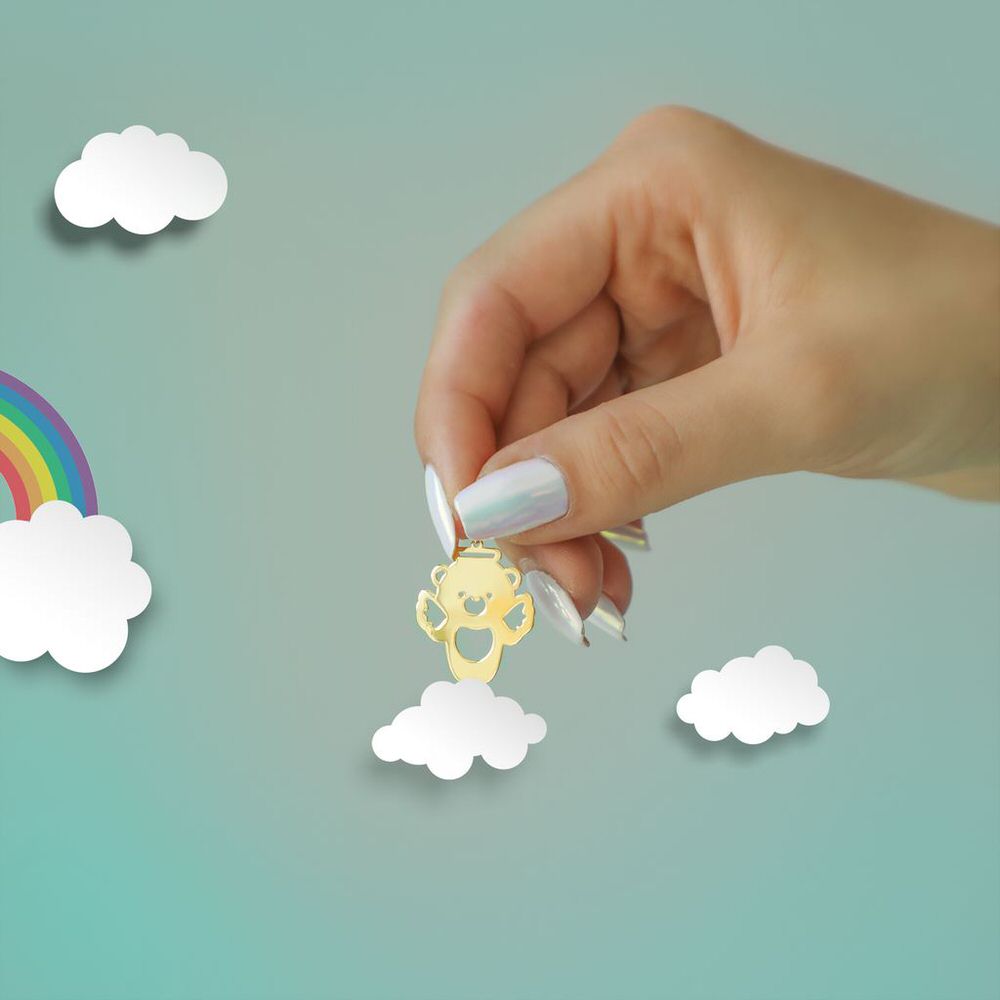 پلاک طلا زنانه طلا 18عیار طرح خرس بالدار