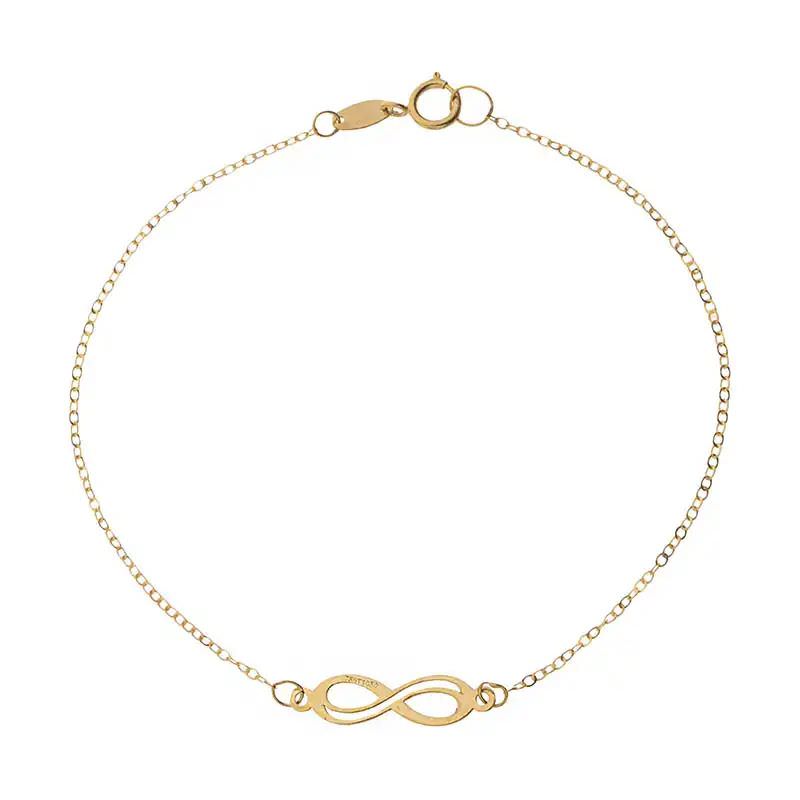 دستبند زنجیری طلا 18عیار طرح بی نهایت فاصله دار