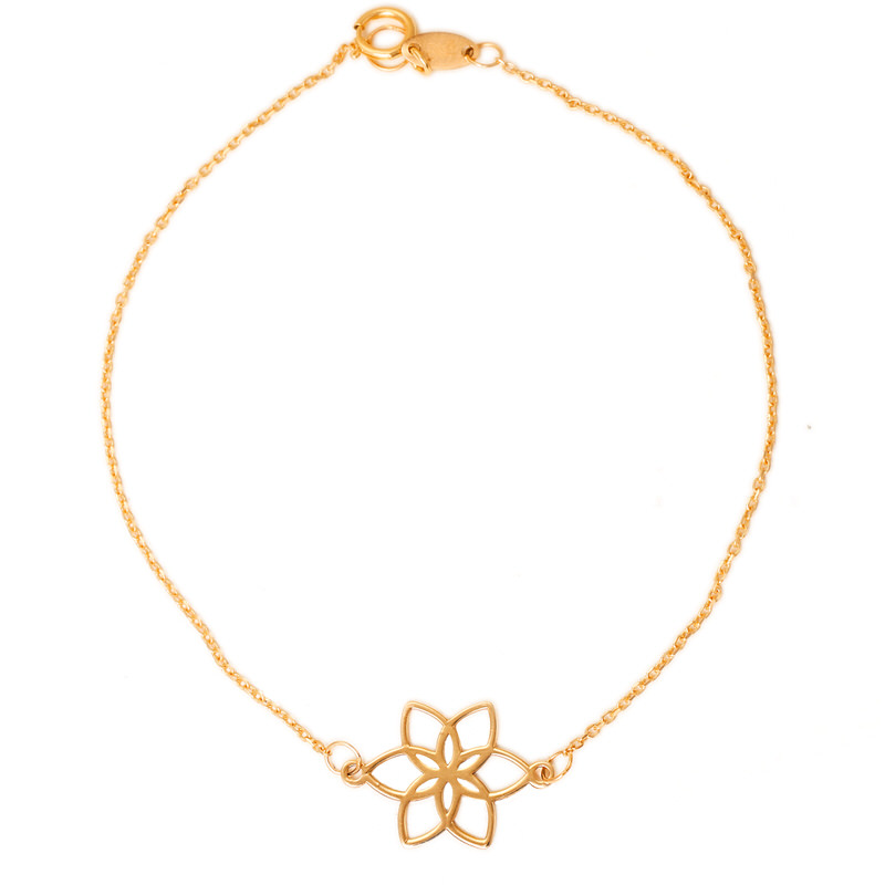 دستبند طلا 18 عیار طرح گل لوتوس