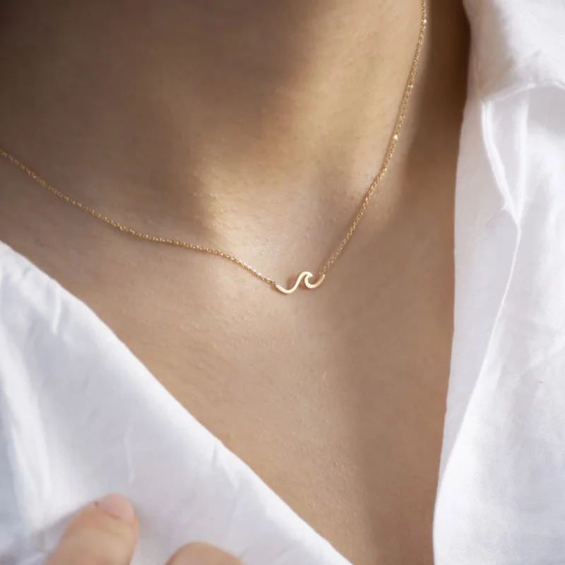 گردنبند طلا 18عیار طرح موج