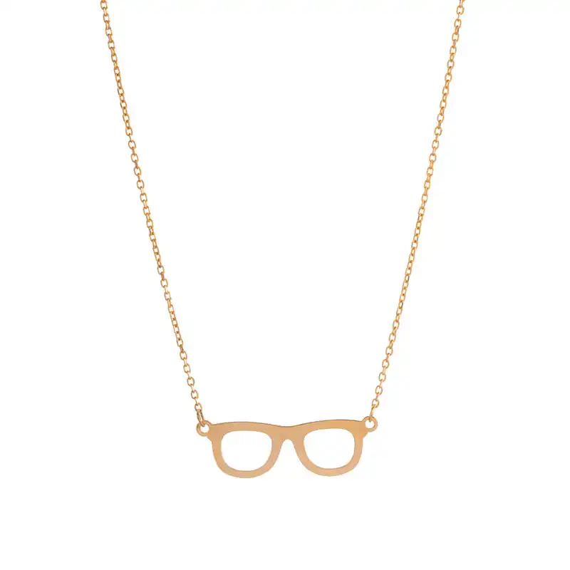 گردنبند طلا 18عیار طرح عینک