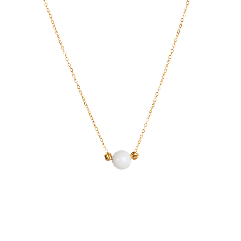 گردنبند طلا 18 عیار طرح مروارید و البرنادو