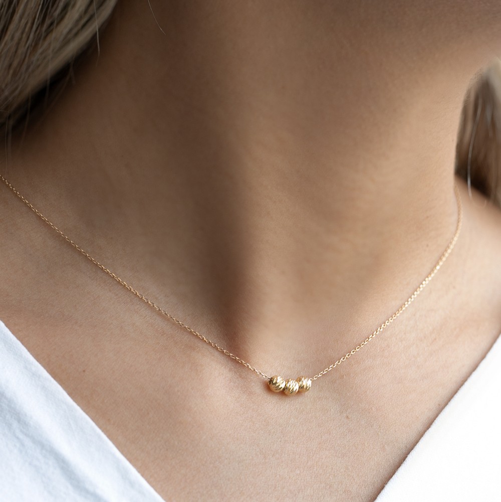 گردنبند طلا 18 عیار طرح البرنادو گوی سه تایی