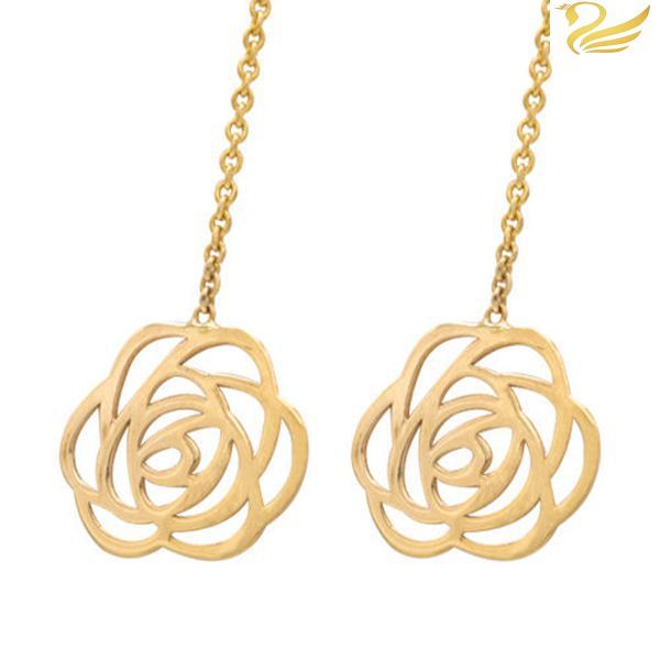 گوشواره طلا 18عیار بخیه ای گل رز