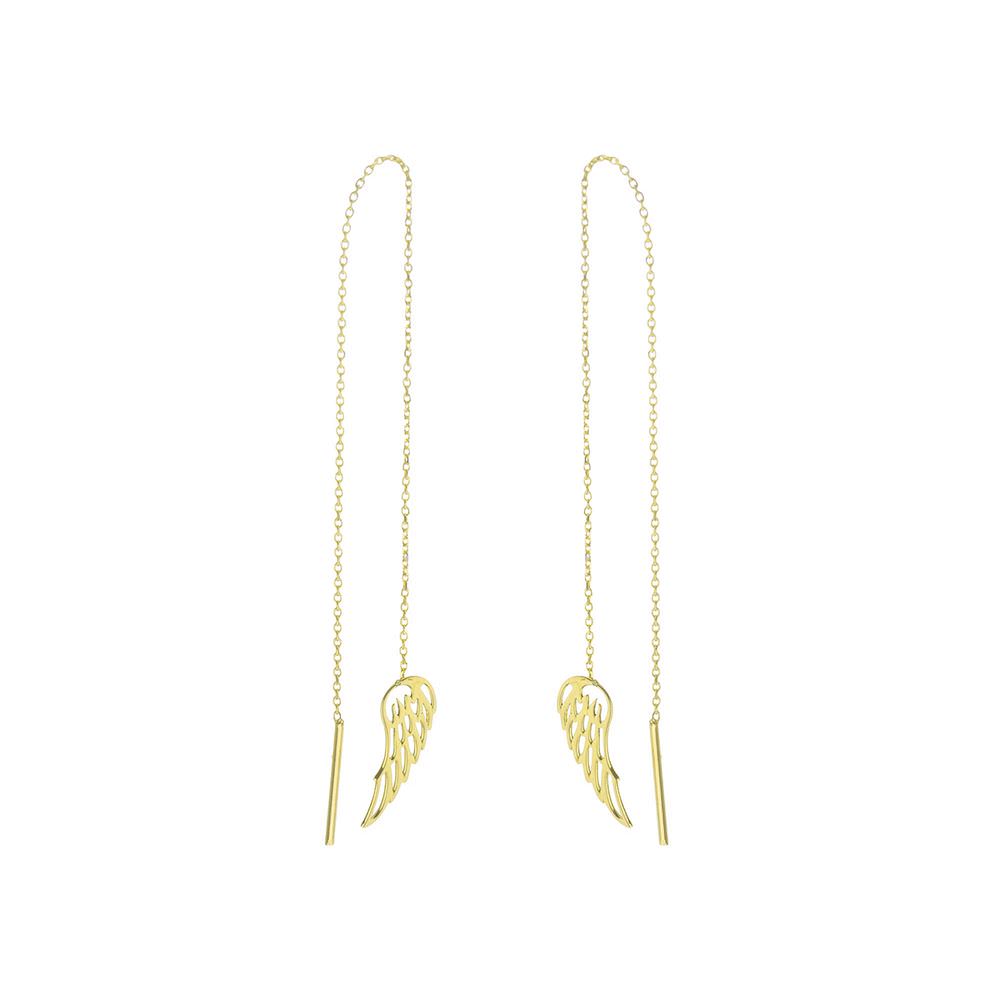 گوشواره طلا 18عیار زنانه طرح بال فرشته بخیه ای