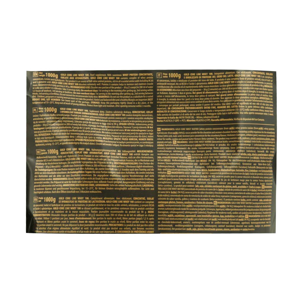 پودر کیسه ای پروتئین وی 100 گلد کر لاین ترک نوتریشن 1000 گرم