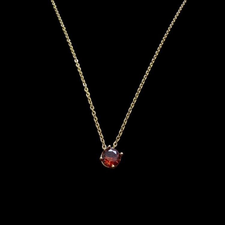 گردنبند طلا 18 عیار زنانه شمیم گلد گالری مدل مینیمال طرح یاقوت قرمز