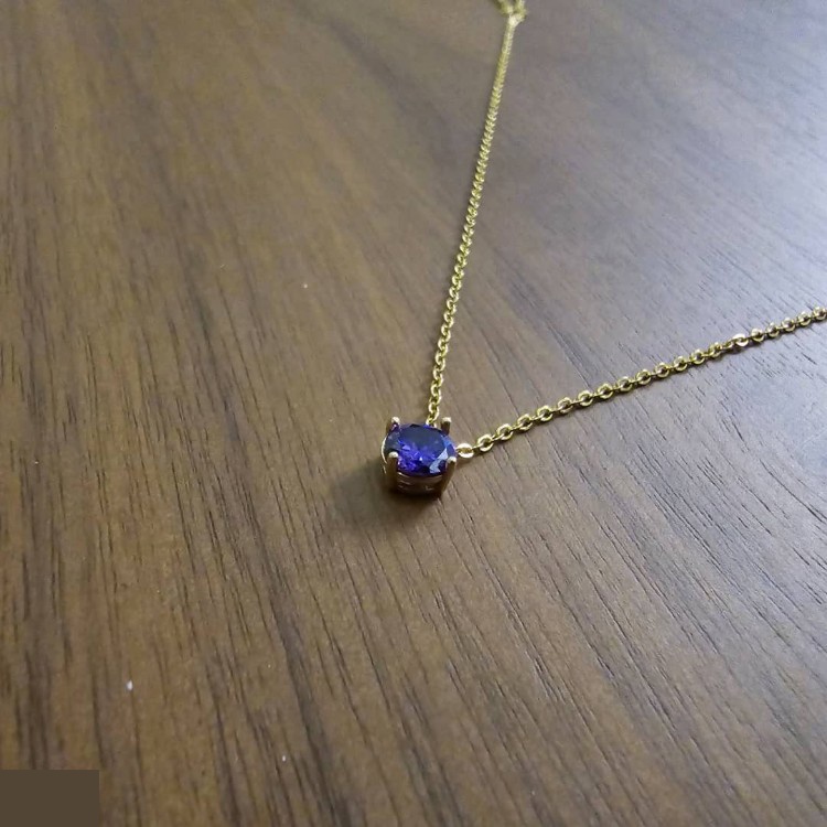 گردنبند طلا 18 عیار زنانه شمیم گلد گالری مدل مینیمال طرح یاقوت کبود