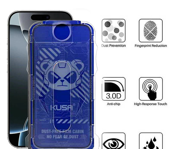 محافظ صفحه نمایش حریم شخصی اپیکوی مدل Kusa Easy install Kit مناسب برای گوشی موبایل اپل iPhone 16 Pro Max به همراه کیت نصب آسان