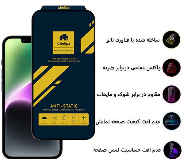 محافظ صفحه نمایش اپیکوی مدل Chelipa Anti-Static مناسب برای گوشی موبایل اپل  iPhone 16e / 14 /13 Pro /13